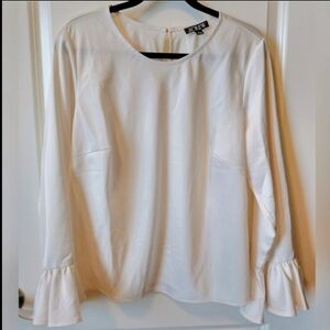 J. Crew Womens ivory Winter Garden top. Ruffle cuff sleeves, Size XL..